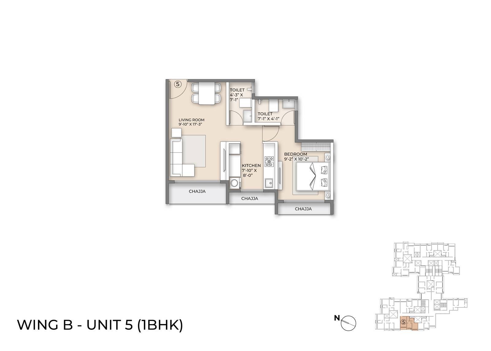 Wing B Floor Plan unit 5
